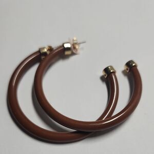 Hoo Hoops Brown And Gold Hoop Earrings